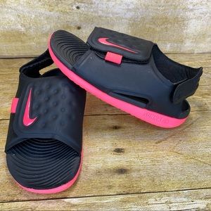 [Youth] Nike Sunray Adjust 5 Girl’s Size 9C AJ9077-002 Black/Racer Pink Toddler